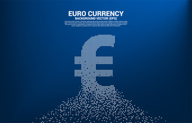 Vector money euro currency icon from pixel transform. Concept for digital financial network connection.
