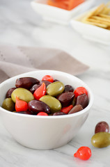 Olives and mini peppers