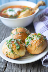 Buns with garlic and dill