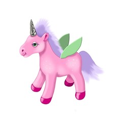 Unicorn toy on white background 