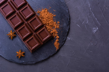 Chocolate bar with cocoa