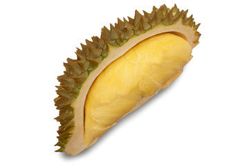 Fototapeta premium Piece of durian. Smelly asia fruit. Isolated on white background.