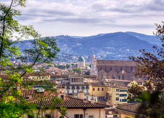 Fototapeta premium Florence, along the Arno River, in the Tuscany region of Italy.