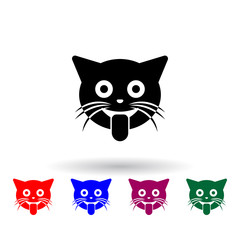 stuck out cat multi color icon. Elements of cat smile set. Simple icon for websites, web design, mobile app, info graphics