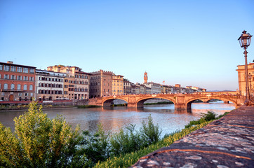 Obraz premium Florence, along the Arno River, in the Tuscany region of Italy.