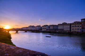 Florence, along the Arno River, in the Tuscany region of Italy.