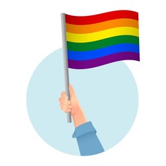 lgbt flag in hand icon
