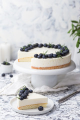 Cheesecake decorated blueberries
