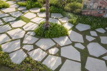 Texture or pattern of paving walkway.