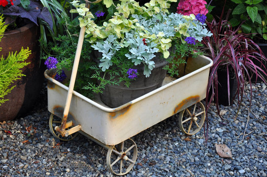 Cute wagon flower planter - Powered by Adobe