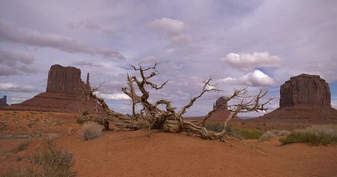 View of Monement Valley National Park in Arizona with clouds