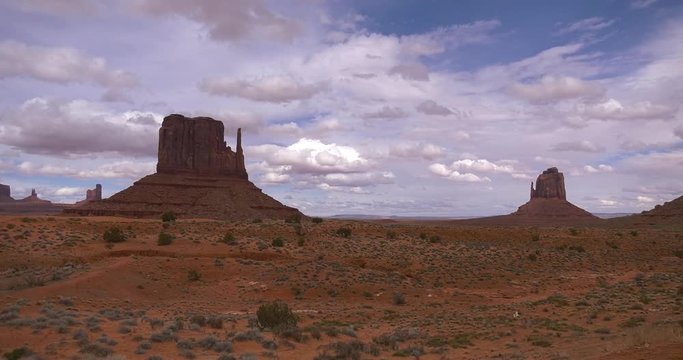 View of Monement Valley National Park in Arizona with clouds