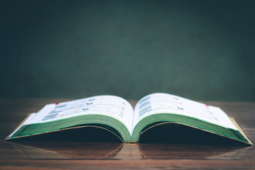 Book in room quiet environment, education.