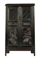 Chinese storage wood cabinet with clipping path.