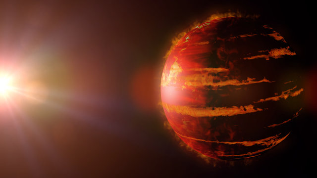 Hot Jupiter Class Exoplanet, Gas Giant Planet Lit By An Alien Star 