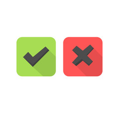 Tick and cross signs. Green checkmark and red X icons