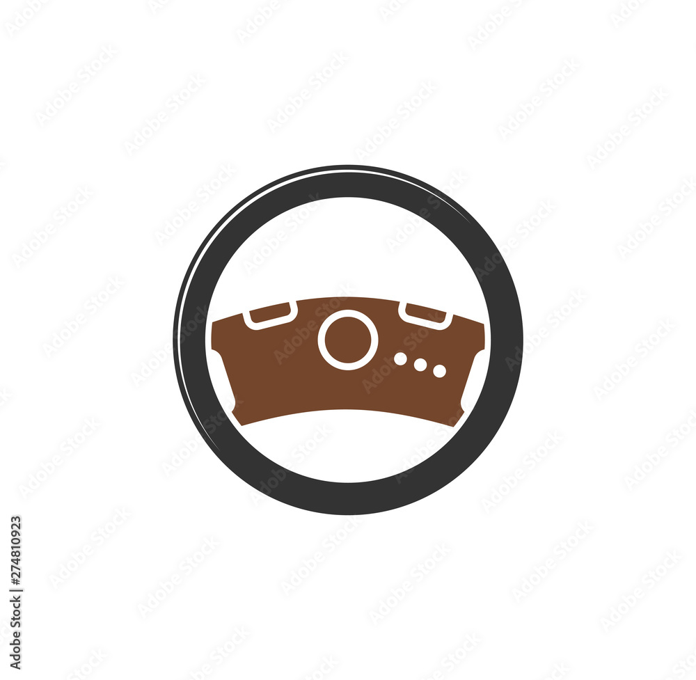 Poster steering wheel icon on background for graphic and web design. simple illustration. internet concept 