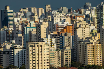 Fototapeta na wymiar Building wall in the big city. Sao Paulo city Brazil, South America. 
