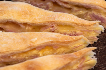 delicious cake ham and cheese