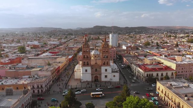 Durango Mexico Cathedral Drone Footage Sunset