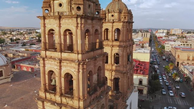 Durango Mexico Cathedral Drone Footage Sunset
