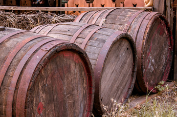 old wine barrels