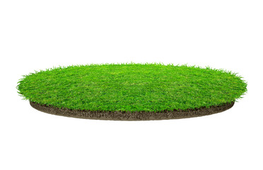 Abstract green grass texture for background. Circle green grass pattern isolated on a white background.