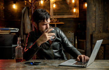 Bearded man looking on the camera, open-air shot. Old-fashioned clothing, retro style. Soviet collections. A serious look.
