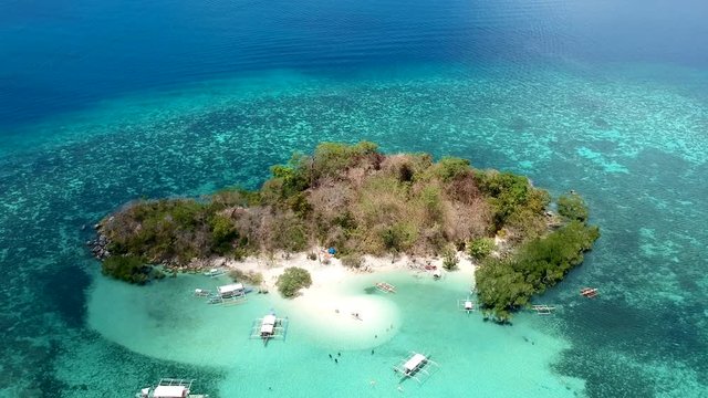 Wide aerial shot CYC Island, Coron town, Philippines