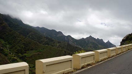 Fototapeta na wymiar cloudy and foggy landscape in anaga mountains