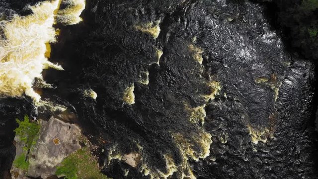 Nesowdnehunk Falls on the Penobscot River in Baxter State Park AERIAL TOP DOWN