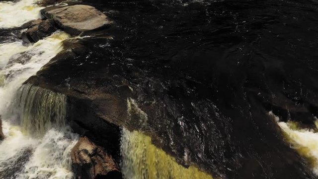 Pulling away from Nesowdnehunk Falls on the Penobscot River in Baxter State Park AERIAL