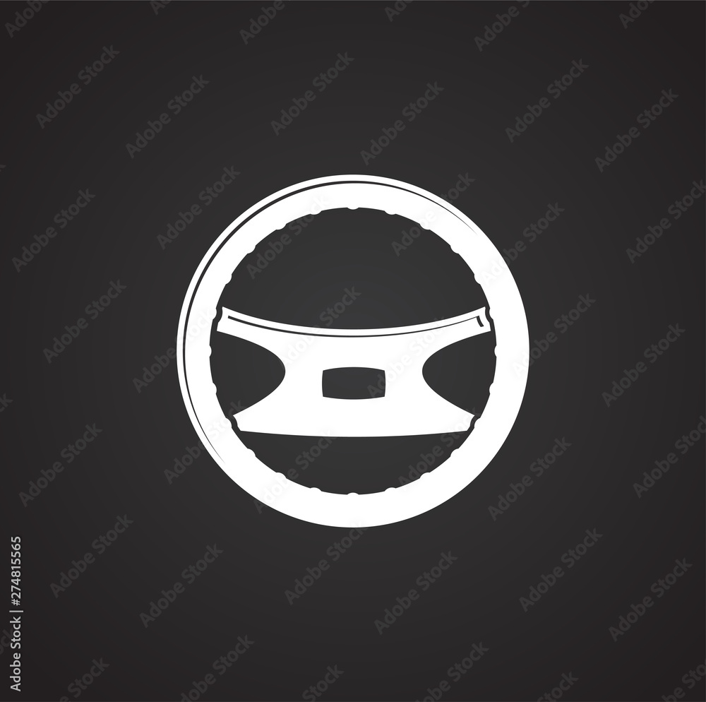 Poster steering wheel icon on background for graphic and web design. simple illustration. internet concept 