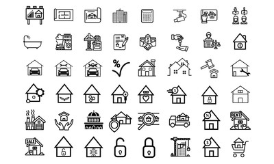 Real Estate icons in for any purposes. Perfect for website mobile app presentation and any other projects. Suitable for any user interface and user experience.