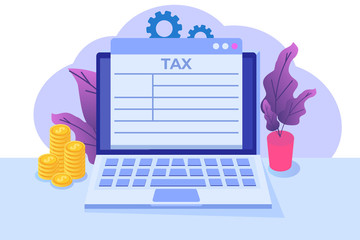 Online tax payment app concept. Can use for landing page template. Vector illustration