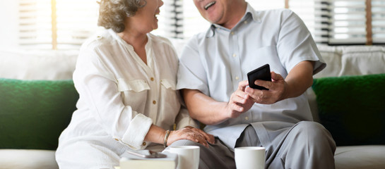 Asian senior Couple Laughing.