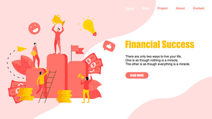 Webpage Template. Financial success illustration. Business success flat design concept	
