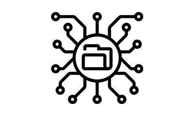 Folder connected circuit icon for data organization and management