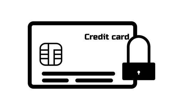  Credit Card Security icon. Credit card and Padlock vector image