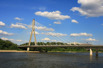 Most Świętokrzyski w Warszawie na tle Stadionu Narodowego - obrazy, fototapety, plakaty