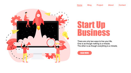 Obraz premium Webpage Template. Concept of startup launch of a new online business 