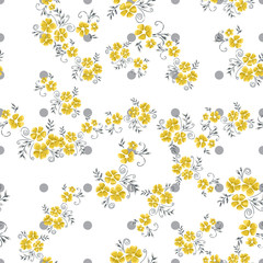 Vintage flowers in a new way. Stamens and leaves in a seamless pattern.