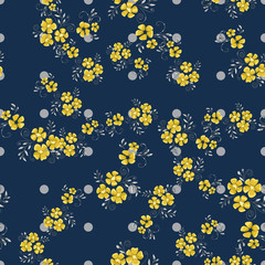 Vintage flowers in a new way. Stamens and leaves in a seamless pattern.