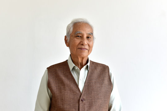 Asian senior old man, Confident and smiling elderly people on white background, Happy retiree citizen concept.