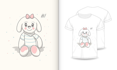 stock vector cute bear cartoon hand drawn vector illustration and mockup t shirt print kids wear fashion-1