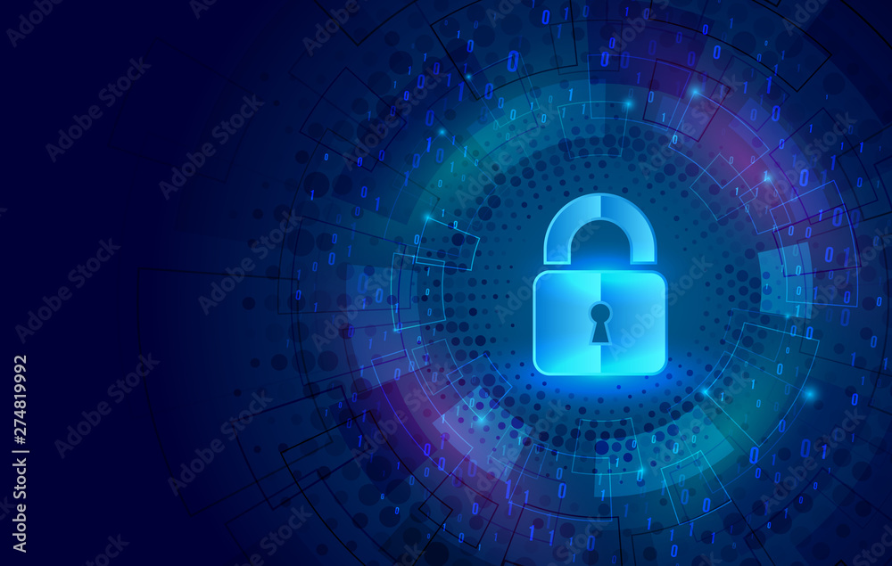 Poster Data protection, privacy, and internet security concept. Cybersecurity for business and internet project. Vector illustration of a data security services.