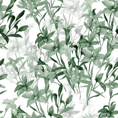 Flowerless drawing of a bouquet of flowers.Seamless pattern on white and colored background.