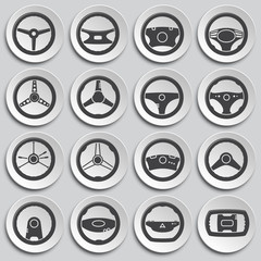 Steering wheel related icon set on background for graphic and web design. Simple illustration. Internet concept symbol for website button or mobile app.