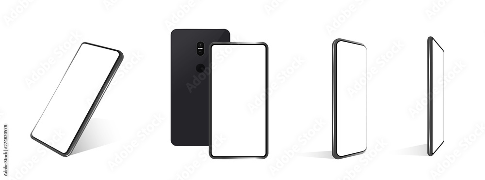 Aufkleber a collection of smartphones at different angles. vector mockups. collection mobile phones isolated o