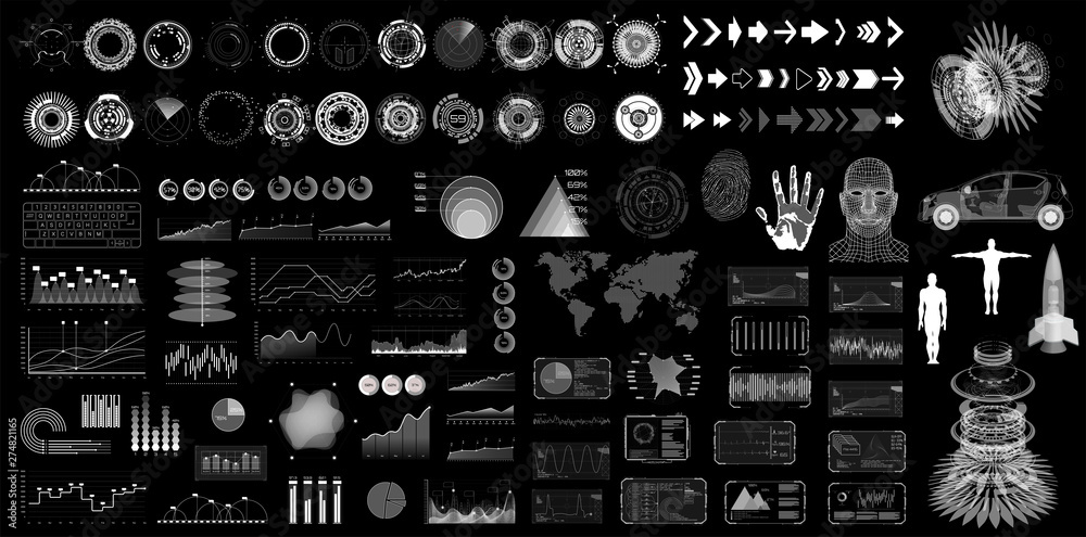Poster futuristic interface hud design for business app. abstract technology, concept futuristic sci-fi use